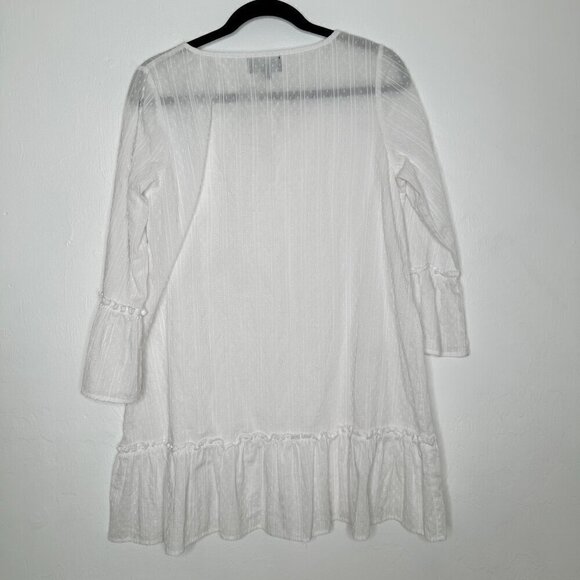 Duffield Lane White Ruffle Swiss Dot Sheer Mini Dress Size M - Picture 4 of 5
